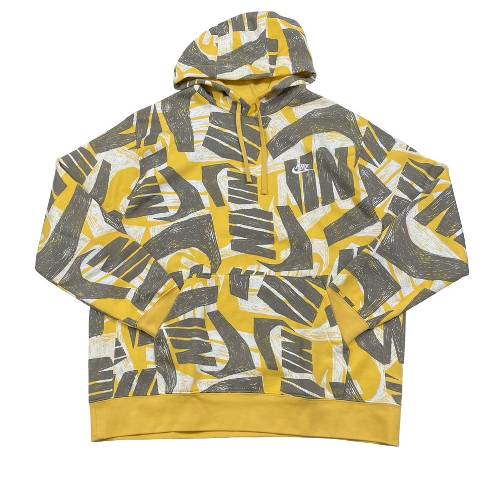 Nike Futura Club All-Over Print Size XL Yellow Hoodie Sweatshirt (Retail $70)